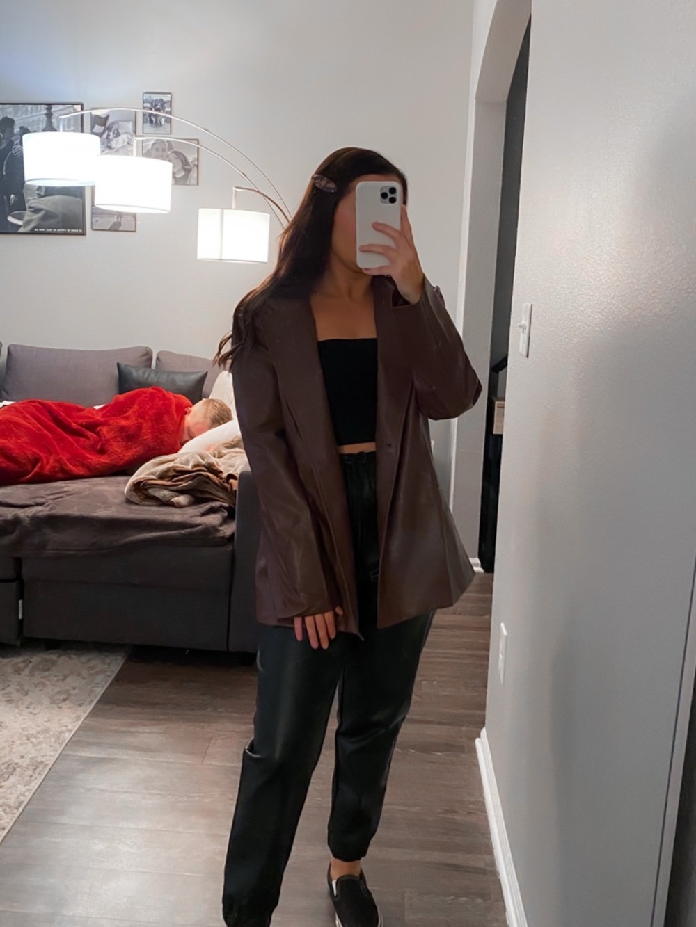 Plum leather blazer